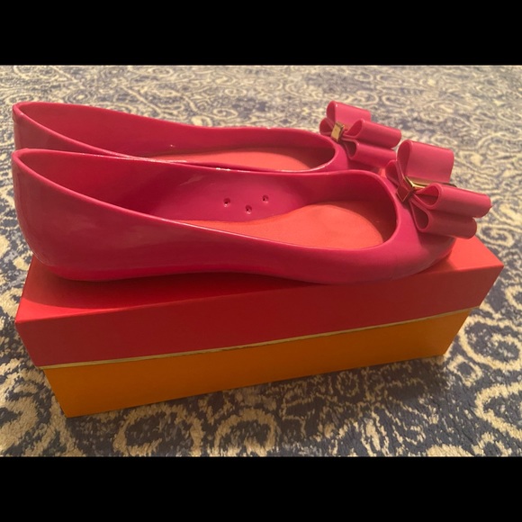 Kate Spade Hot Pink Bow Flats Sz 10 - Picture 2 of 4